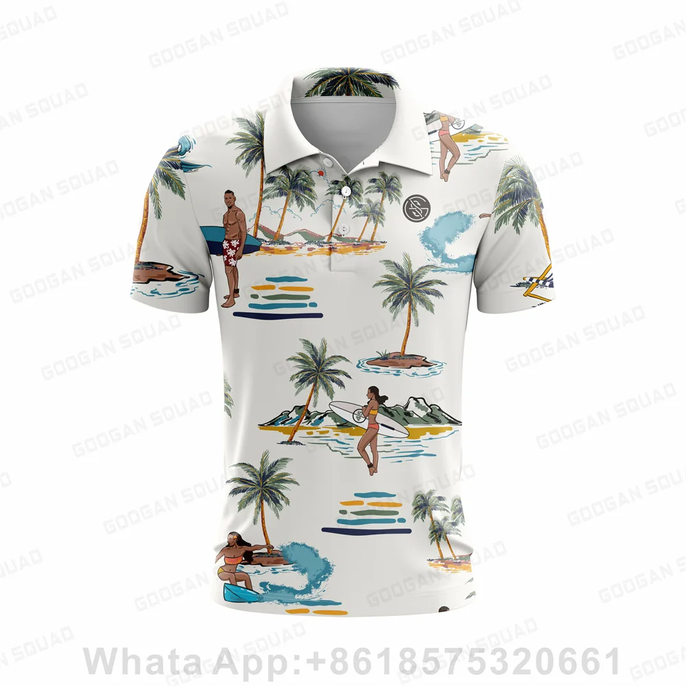 Men'S Fashion Golf Clothing - Camisa Polo Masculina Estilo Havaiano Verão