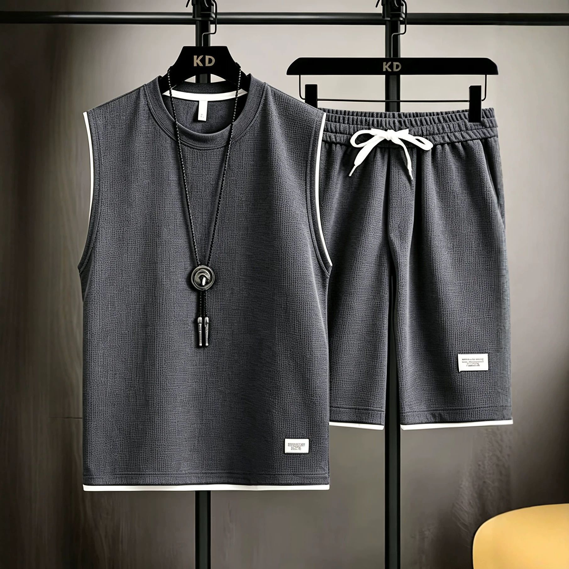 Mens Fashion Casual - Conjunto de colete masculino de verão