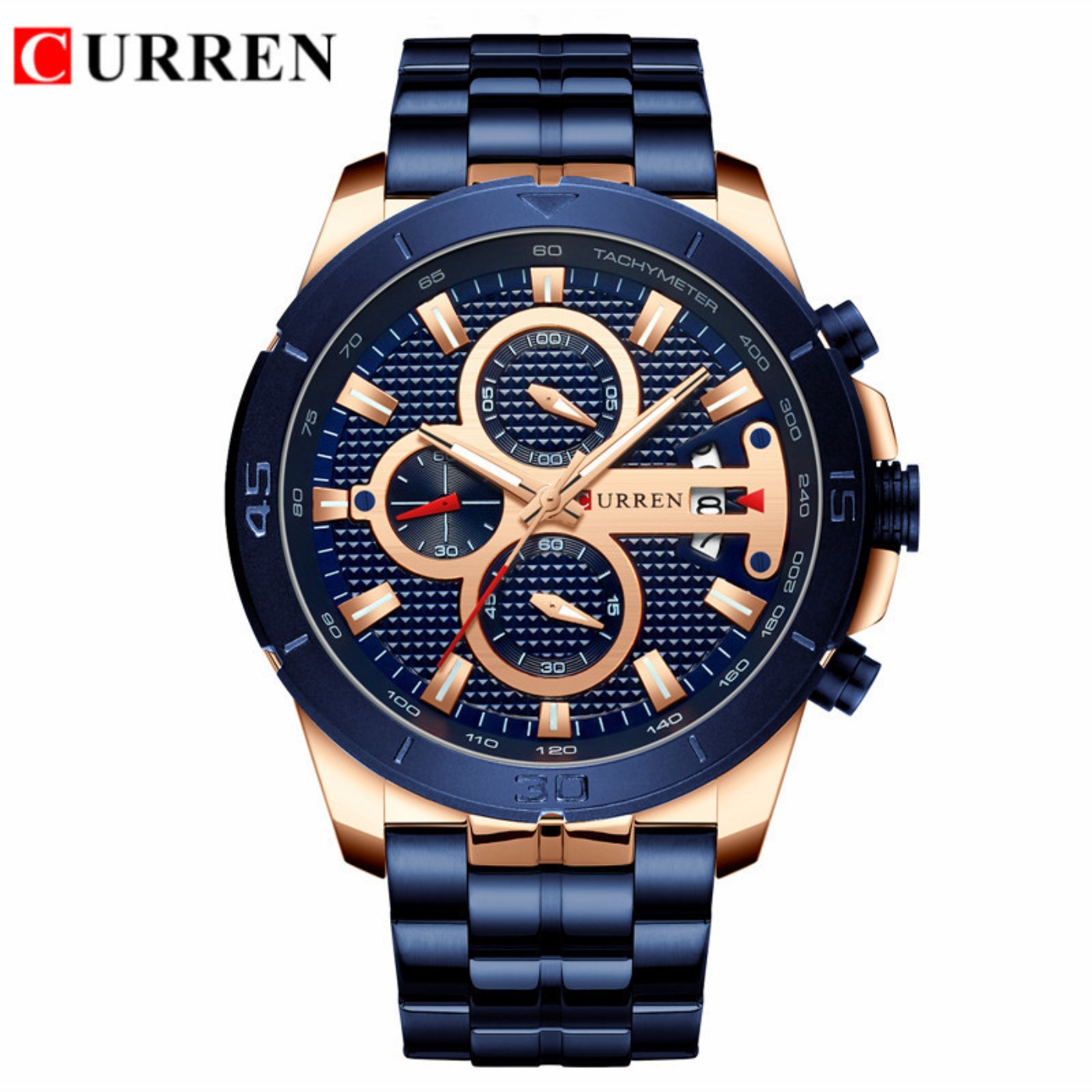 Men'S Fashion Luxury Brands - Relógio CURREN Masculino à Prova D'Água,