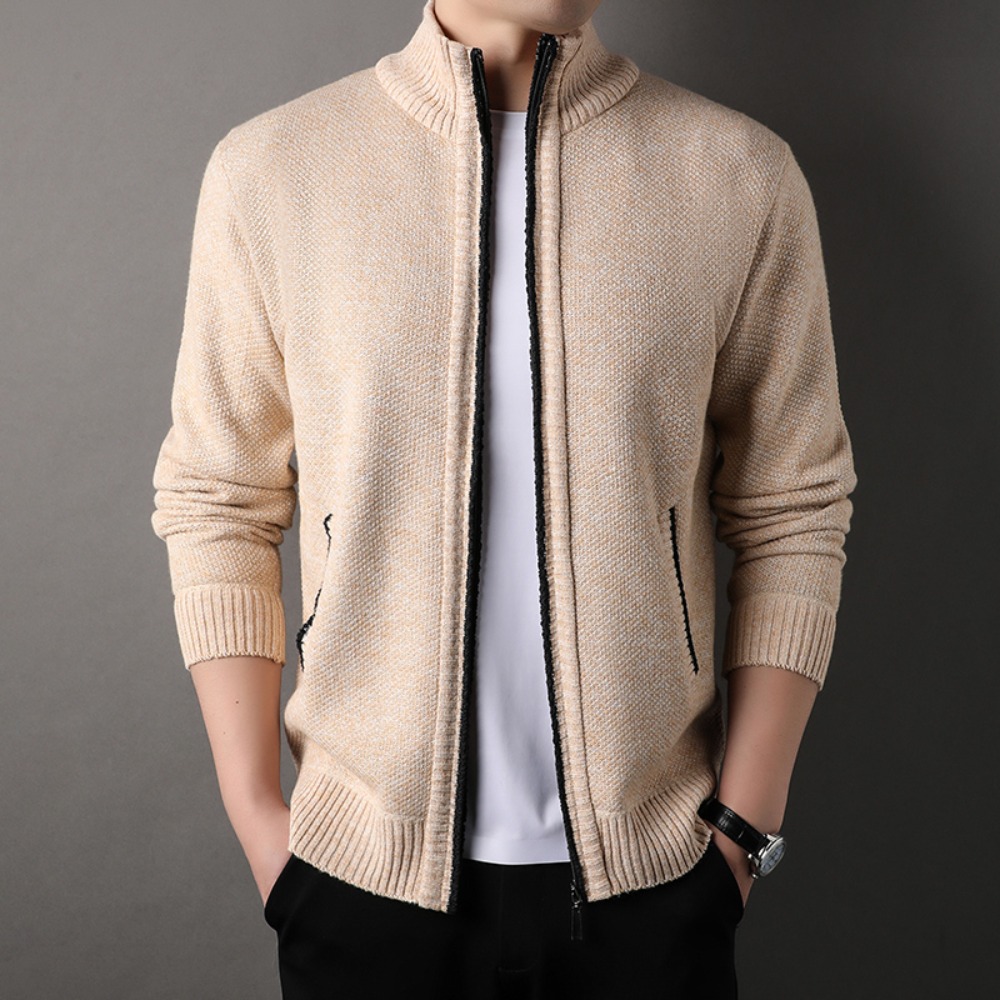 Men'S Fashion Zip Sweater - Suéter de malha com gola alta