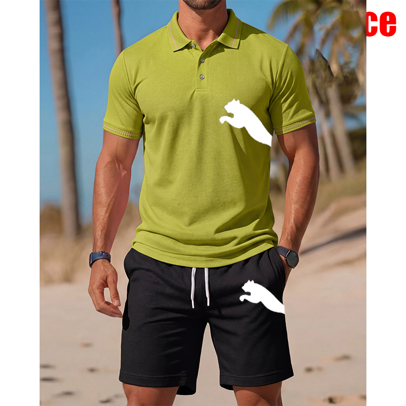 Men'S Fashion Polo Shirt - Conjunto Masculino Casual de Camisa Polo