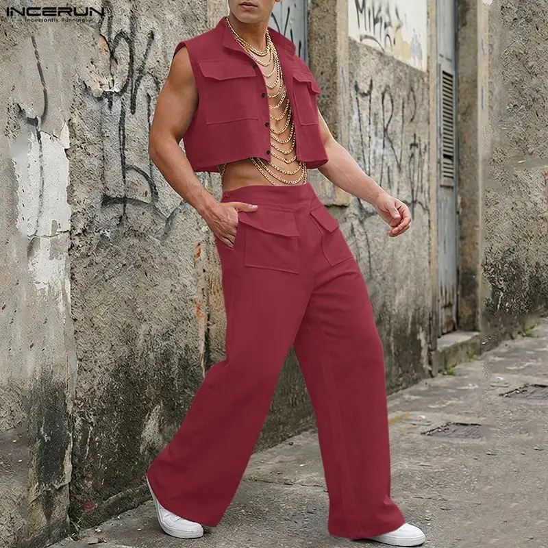 Mens Fashion Suits - Conjuntos Masculinos INCERUN: Camisetas Regata Sólidas