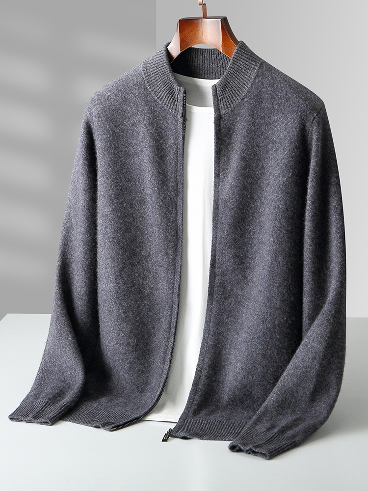 Men'S Fashion Zip Sweater - Outono inverno masculino woo cardigan zíperes