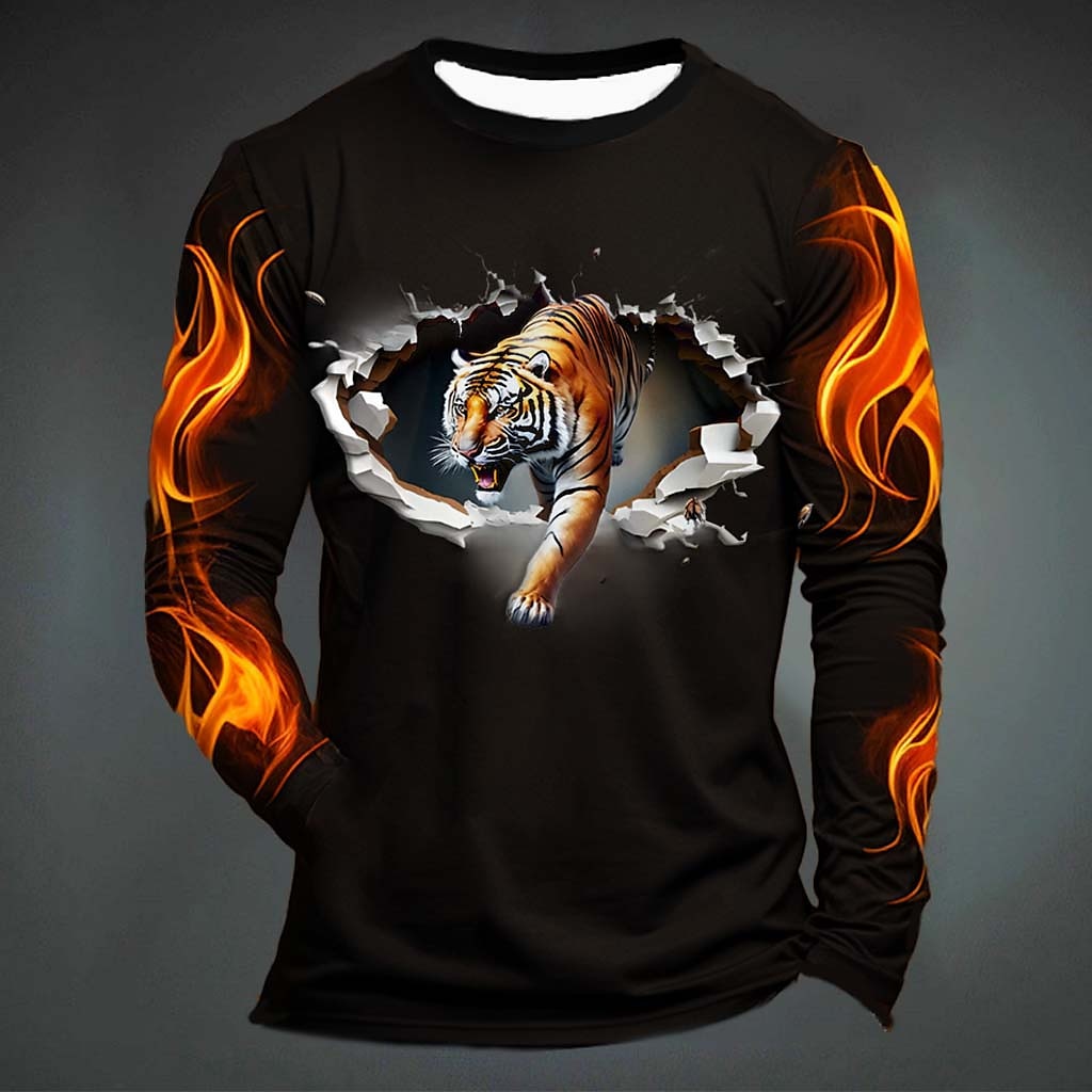 Men'S Fashion Trends - Camiseta masculina com estampa de tigre,
