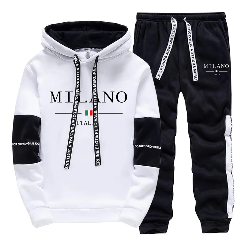 Mens Fashion Suits - Conjunto Masculino/Agasalho com Capuz/Calça: Agasalho Esportivo