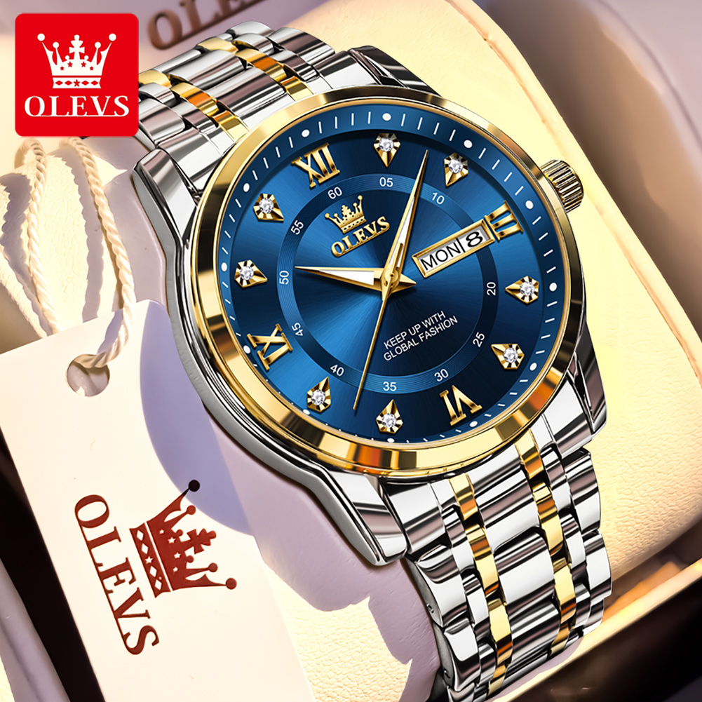 Men'S Fashion Luxury Brands - Olevs marca moda relógios masculinos de