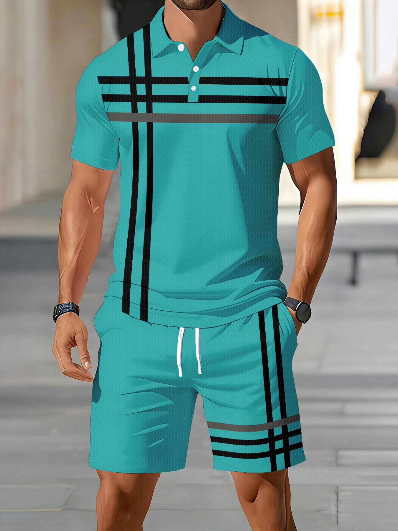 Men'S Fashion Polo Shirt - Conjunto de Camisa Polo Masculina Americana