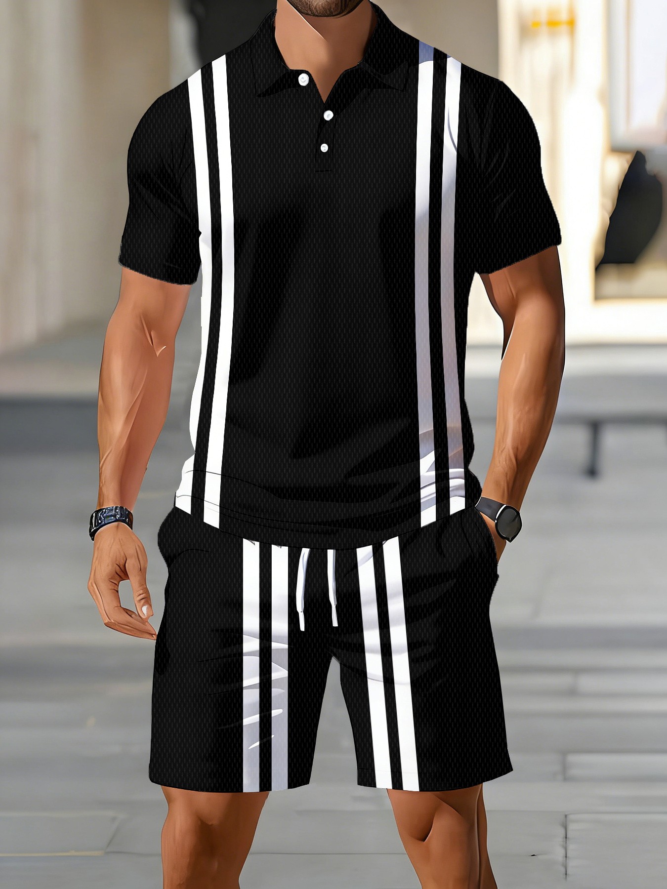 Men'S Fashion Polo Shirt - Conjunto de Camisa Polo Masculina Americana
