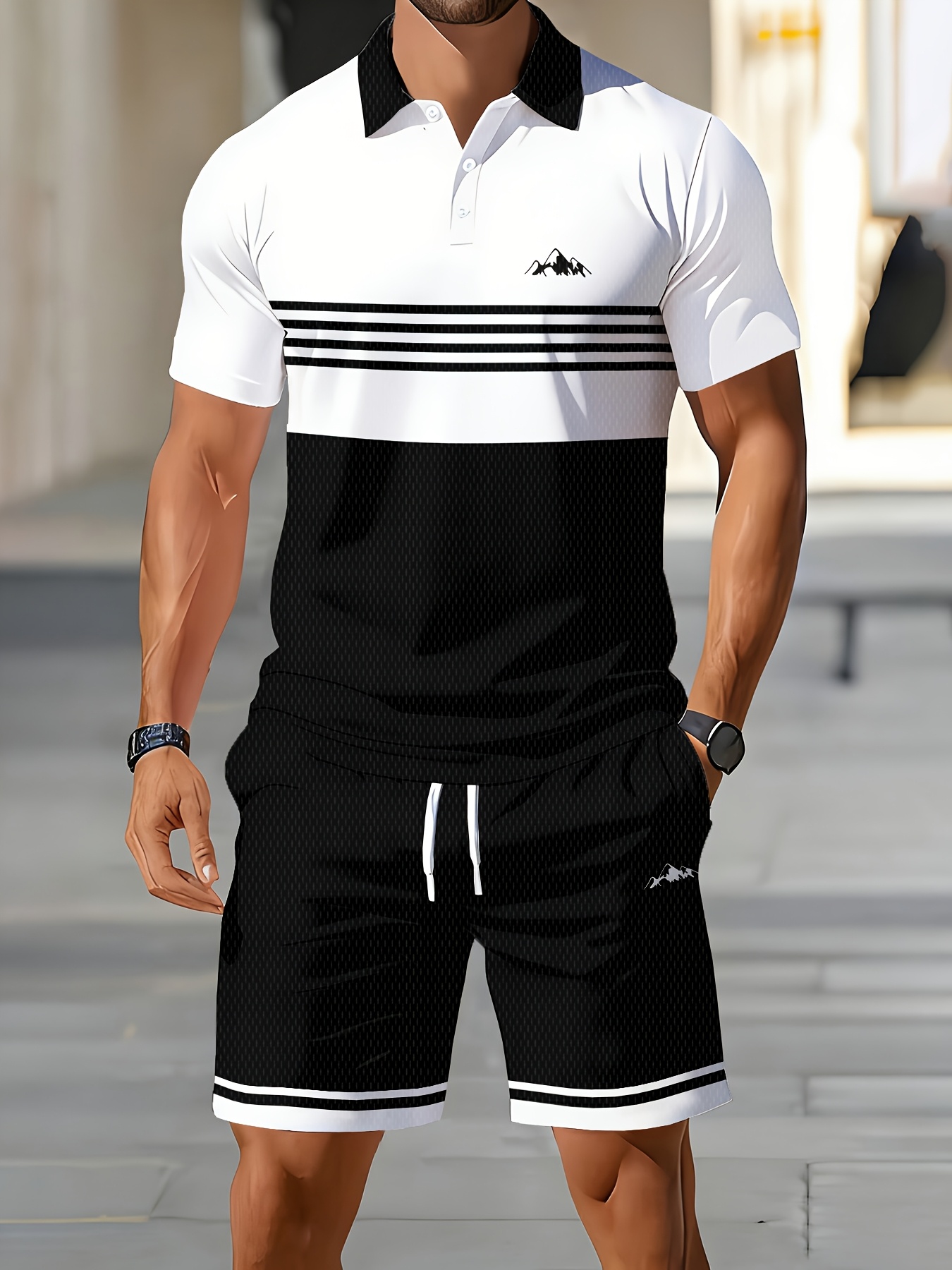 Men'S Fashion Polo Shirt - Conjunto de Camisa Polo Masculina Verão