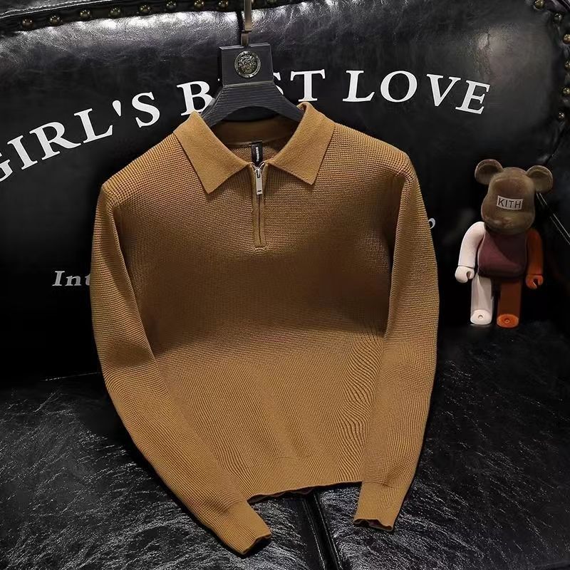 Camisa polo masculina de malha - Men'S Fashion Zip Sweater avaliação e preço