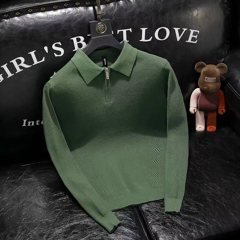 Camisa polo masculina de malha - Men'S Fashion Zip Sweater avaliação e preço