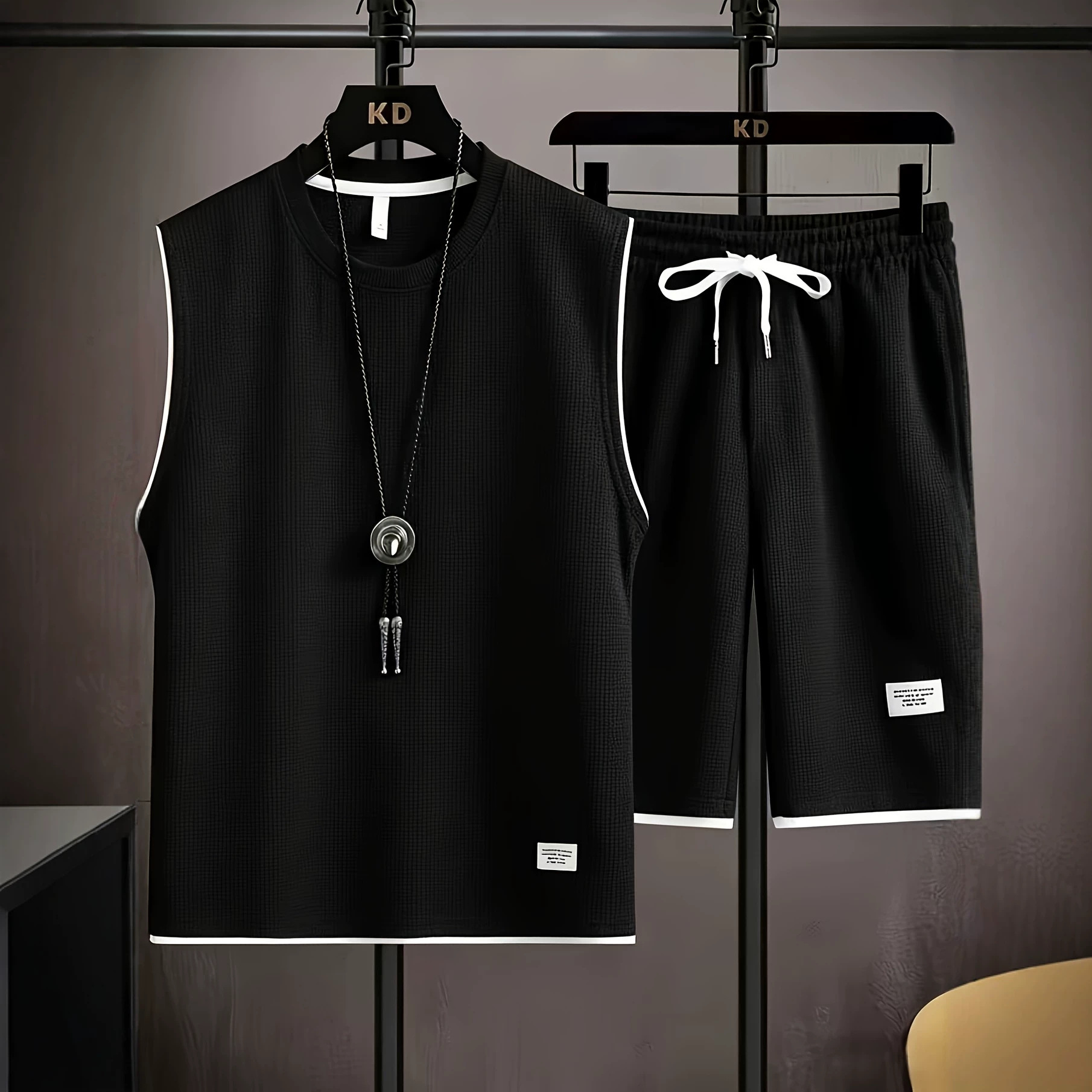 Conjunto de colete masculino d - Mens Fashion Casual avaliação e preço