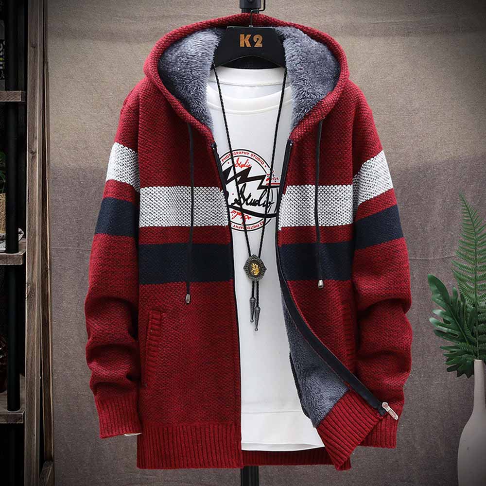 Camisola listrada masculina ca - Men'S Fashion Zip Sweater avaliação e preço