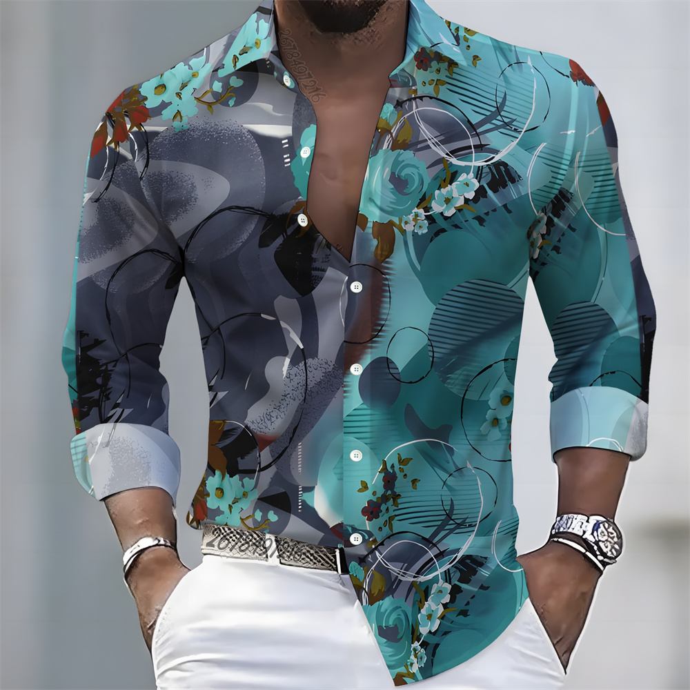 Camisa masculina de manga comp - Mens Fashion Casual avaliação e preço