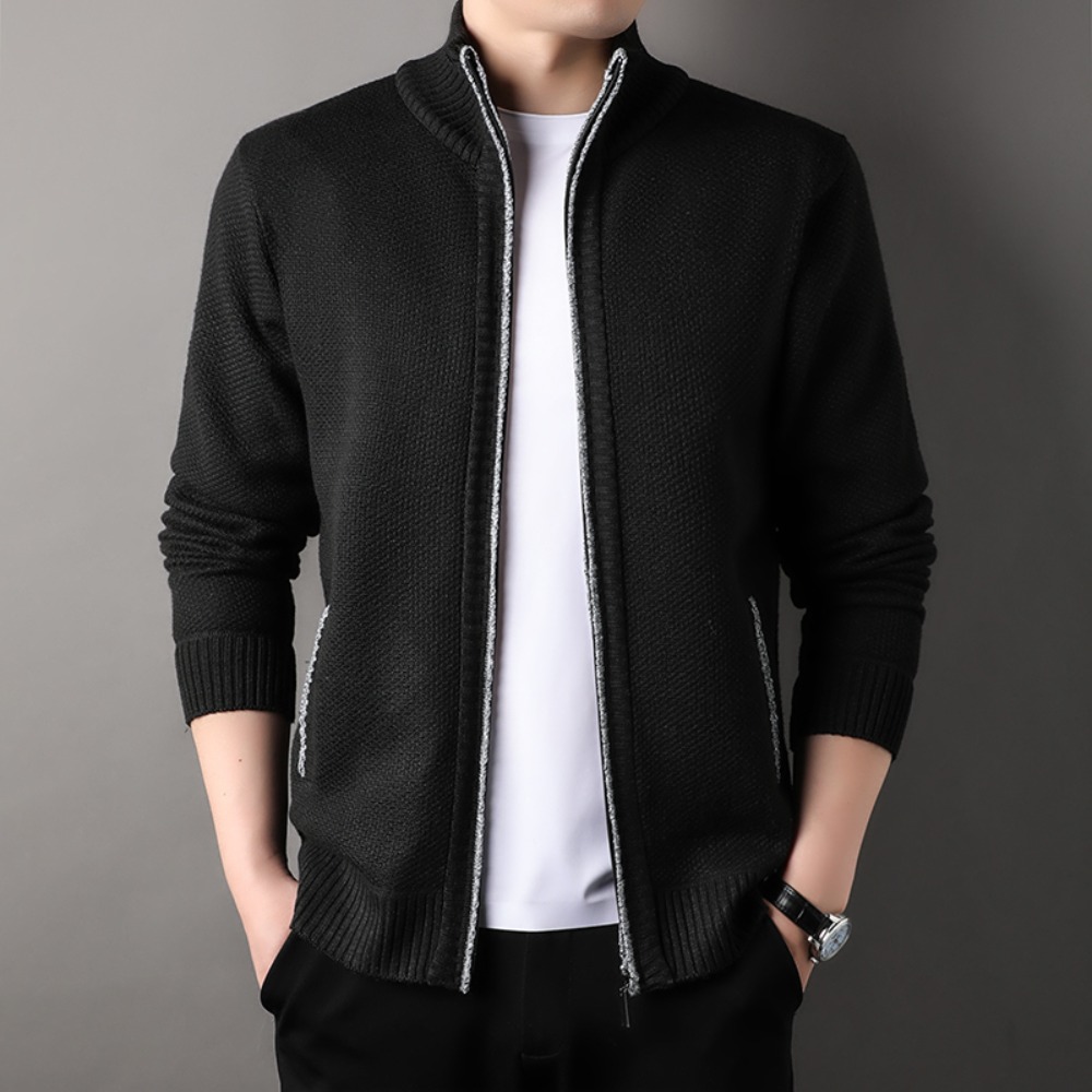 Suéter de malha com gola alta  - Men'S Fashion Zip Sweater avaliação e preço