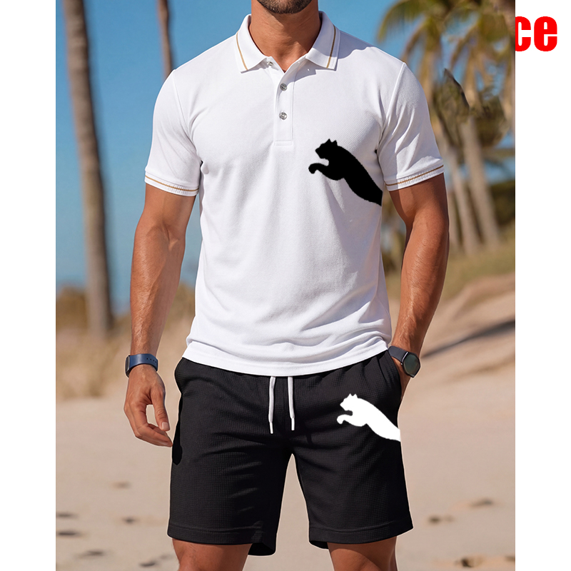 Conjunto Masculino Casual de C - Men'S Fashion Polo Shirt avaliação e preço