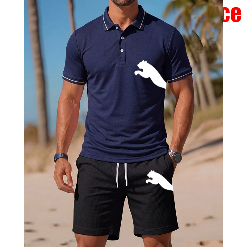 Conjunto Masculino Casual de C - Men'S Fashion Polo Shirt avaliação e preço