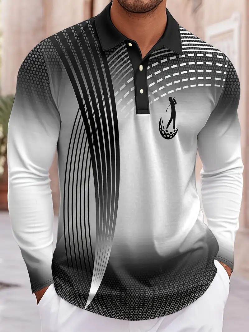 Camisa Polo Masculina de Manga - Men'S Fashion Golf Clothing avaliação e preço