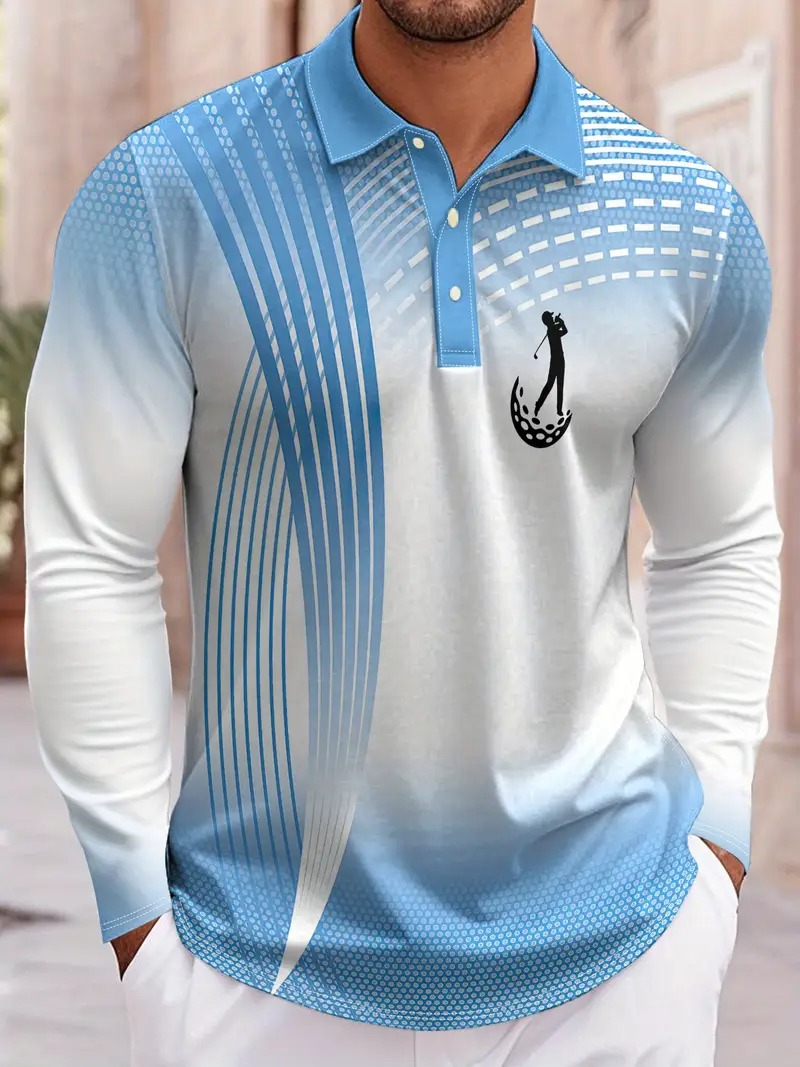 Camisa Polo Masculina de Manga - Men'S Fashion Golf Clothing avaliação e preço
